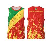 Maillot de basket-ball drapeau de la République du Congo 1 Team Up Sports 3D Full Print Design Jerseys, Noir , XL