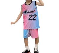 Maillot de Basket Enfant 2 Pieces débardeur Shorts et Bermudas Ensemble Basket Enfant Garcon 1-14 Ans Tshirt sans Manche Bas Tenue Basket Enfant Garcon Vetement (Light Blue, 7-8Ans)