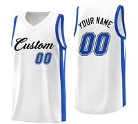 Maillot de Basket Personnalisé Homme Femme - HGWOPGASD - Blanc - Taille Unique - Sans Manche - Sport Jersey - Polyester - Unisex - Pour Tout Âge - Saison Entière - Basket-Ball