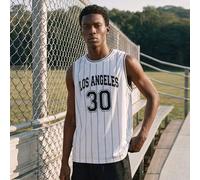 Maillot de basket sans manches pour hommes avec graphisme de lettre et bordure rayée, débardeur Coupe du Monde de Football 2026, tenue de couple assortie pour les vacances. L,M,S,XL,XS,XXLRayéÉtoffe