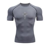 Maillot De Compression À Imprimé Croix pour Hommes - T-Shirts Sportifs Chrétiens, Hauts De Gym, Fitness, Course, sous-Vêtements & Rash Guard,4,M