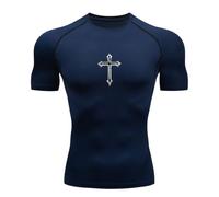 Maillot De Compression À Imprimé Croix pour Hommes - T-Shirts Sportifs Chrétiens, Hauts De Gym, Fitness, Course, sous-Vêtements & Rash Guard,3,L