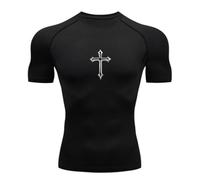 Maillot De Compression À Imprimé Croix pour Hommes - T-Shirts Sportifs Chrétiens, Hauts De Gym, Fitness, Course, sous-Vêtements & Rash Guard,1,XL