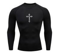 Maillot De Compression À Imprimé Croix pour Hommes - T-Shirts Sportifs Chrétiens, Hauts De Gym, Fitness, Course, sous-Vêtements & Rash Guard,5,L