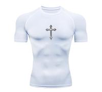 Maillot De Compression À Imprimé Croix pour Hommes - T-Shirts Sportifs Chrétiens, Hauts De Gym, Fitness, Course, sous-Vêtements & Rash Guard,2,L