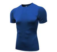 Maillot de compression à manches courtes pour homme - Confortable - Coupe ajustée - Comprime les zones musculaires - Aide à la performance - Produit officiel Pure Blue - Bleu - Taille M