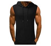 Maillot de corps à capuche pour homme - Débardeur de sport avec capuche - T-shirt musculaire pour l'entraînement - Gym - Fitness - Léger - Sans manches - Séchage rapide - T-shirt de sport - T-shirt