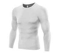 Maillot de corps de sport à manches longues pour homme - Confortable - Coupe moulante - Compresse les zones musculaires - Aide à la performance - Produit officiel Pure Blue, blanc, M