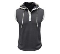 Maillot De Corps Homme - Gilet De Gymnastique pour Gilet D'Entraînement sans Manches Lourd Sport D'Été Fitness Gilet À Capuche pour (Dark Gray XXXL)