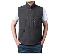 Maillot De Corps Homme - S Veste Gilet Salopette Gilet Poche Extérieure Décontracté Plaine Mince Veste Confortable (Dark Gray L)