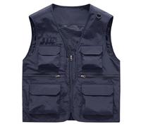 Maillot De Corps Homme - Veste De Travail Légère Et Décontractée pour Couleur Unie Idéale pour Le Sport en Plein Air Et Le Travail avec Poches (Dark Blue XL)