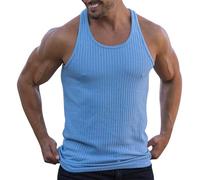 Maillot de corps sans manches pour homme - Couleur unie - Pour entraînement musculaire - Solide - Doux - Classique - Pour la gym - Pour homme, bleu, 5XL