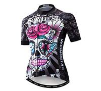 Maillot de cyclisme à manches courtes pour femme Motif tête de mort