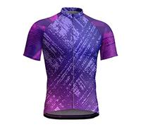 Maillot de cyclisme à manches courtes pour homme - En jersey respirant - Avec fermeture éclair - Manches courtes - Réfléchissant, lilas, XXL