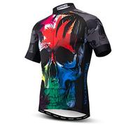 Maillot de Cyclisme à Manches Courtes pour Homme Motif tête de Mort 3 Poches Réfléchissant S-3XL