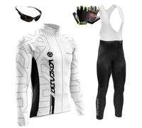 Maillot De Cyclisme à Manches Longues pour Homme + Pantalon à Bretelles Rembourré 9D, Ensemble De Vêtements De Course De Cyclisme (11,M)