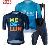 Maillot de cyclisme de l'équipe Medellín 2025, ensemble pour hommes, bleu, Tour espagnol, vêtements Vuelta-colombie, combinaison de vélo de route, chemise, cuissard à bretelles, vtt jersey 4