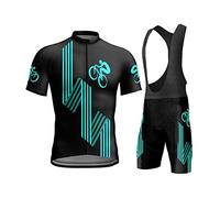 Maillot de Cyclisme Homme Manches Courtes, Été Tenue VTT Pro et Cuissard À Bretelle Vélo Route avec 9D Gel Rembourré, Vêtement Combinaison Cycliste (Color : TYP-13, Size : XXL)