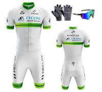 Maillot de Cyclisme Homme Pro Trifonction Manches Courtes Sports Maillot Cyclisme de Plein Air Vêtements de Triathlon,9D Gel Coussin Solide Tenue,pour Course À Pied,Natation,Cyclisme (TYP-2,S)