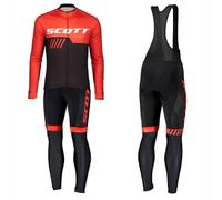 Maillot de Cyclisme + Pantalon Homme Manche Longue Tenue Cycliste Rembourrage Équipement Ensemble pour Velo VTT de Sport Respirant Confortable