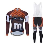 Maillot de Cyclisme + Pantalon Homme Manche Longue Tenue Cycliste Rembourrage Équipement Ensemble pour Velo VTT de Sport Respirant Confortable