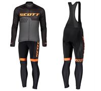 Maillot de Cyclisme + Pantalon Homme Manche Longue Tenue Cycliste Rembourrage Équipement Ensemble pour Velo VTT de Sport Respirant Confortable