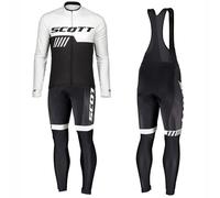Maillot de Cyclisme + Pantalon Homme Manche Longue Tenue Cycliste Rembourrage Équipement Ensemble pour Velo VTT de Sport Respirant Confortable