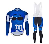 Maillot de Cyclisme + Pantalon Homme Manche Longue Tenue Cycliste Rembourrage Équipement Ensemble pour Velo VTT de Sport Respirant Confortable