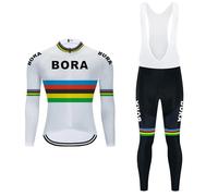Maillot de Cyclisme + Pantalon Homme Manche Longue Tenue Cycliste Rembourrage Équipement Ensemble pour Velo VTT de Sport Respirant Confortable