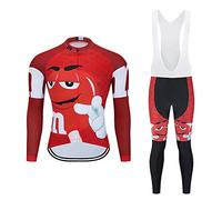 Maillot de Cyclisme + Pantalon Homme Manche Longue Tenue Cycliste Rembourrage Équipement Ensemble pour Velo VTT de Sport Respirant Confortable