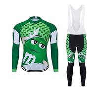 Maillot de Cyclisme + Pantalon Homme Manche Longue Tenue Cycliste Rembourrage Équipement Ensemble pour Velo VTT de Sport Respirant Confortable