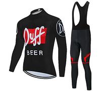 Maillot de Cyclisme + Pantalon Homme Manche Longue Tenue Cycliste Rembourrage Équipement Ensemble pour Velo VTT de Sport Respirant Confortable