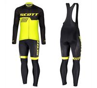Maillot de Cyclisme + Pantalon Homme Manche Longue Tenue Cycliste Rembourrage Équipement Ensemble pour Velo VTT de Sport Respirant Confortable
