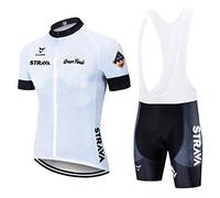 Maillot De Cyclisme pour Hommes D'été Ensemble Chemise à Manches Courtes Et Cuissard Rembourré en Gel Respirant VTT Vélo en Plein Air Cyclisme Costume (Blanc 1,XXL)