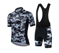 Maillot de Cyclisme Pro Homme, Vêtements Cyclisme Route Respirant Manche Courte et Cuissard Velo avec 9D Coussin Gel, VTT Tenue Cycliste (Color : TYP-1, Size : Large)