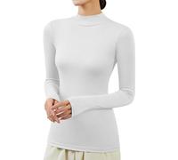 Maillot de cyclisme une pièce pour homme - Col roulé - Manches longues - Pour femme - Coupe ajustée - Basic - Col montant - Col roulé - Maillot de corps - Maillot de cyclisme - Hiver, Blanc., 3XL