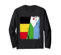 Maillot de fierté belge djiboutien demi drapeau belge djiboutien Manche Longue