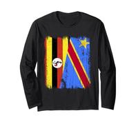 Maillot de fierté congolaise ougandaise demi-drapeau ougandais du Congo Manche Longue