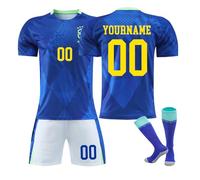 Maillot de Foot Brésil 2024/2025 Personnalisé avec Nom Nombre, Ensemble de Foot Entraînement T-Shirt Short et Chaussettes Set pour Garçon Et Homme Enfants Set