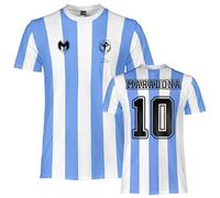 Maillot de foot Diego Armando Maradona. Réplique officielle T-shirt de football Argentine pour garçon et adulte., Bleu azur/blanc, 8 ans
