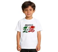 Maillot de Foot Enfant 2026 Imprimé Mexico et Drapeau, T-Shirts à Manches Courtes Garcon Fille pour Supporter Match Football, T Shirt Oversize Décontracté Ete, Haut Tee Shirt Mexique, Tops de Sport