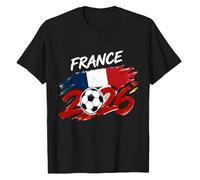 Maillot de Foot Enfant 2026 Imprimé Nom du Pays et Drapeau, T-Shirts à Manches Courtes Garcon Fille pour Supporter Match Football, T Shirt Oversize Décontracté Ete, Haut Tee Shirt Noir, Tops de Sport