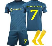 Maillot de Foot Enfant et Adultes 2024 Al Nassr FC Maillot Foot Nouveaux Maillots #7 Home/Away Soccer Jersey, Ensemble Football Homme Garçon Vêtement Sport Tshirt Shorts Chaussette Genouillère Set