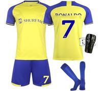 Maillot de Foot Enfant et Adultes Al Nassr Maillot Foot Nouveaux Maillots #7 Home/Away Soccer Jersey, Ensemble Football Homme Garçon Vêtement Sport Tshirt Shorts Chaussette Genouillère Set 2024