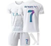 Maillot de Foot Enfant et Homme 2025, Al Nassr FC Maillot Foot Nouveaux Maillots #7 Soccer Jersey, Ensemble Football Homme Garçon Vêtement Set Sport Tshirt Shorts Chaussette Genouillère