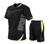 Maillot de Foot Enfant Maillot Foot Maillots Soccer Jersey Boys Ensemble Football Garçon Vêtement Sport Tshirt Shorts Set, 4-5 Ans, Noir (Étiquette : 20)