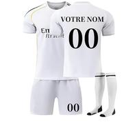 Maillot de Foot Enfant Personnalisé 24/25 - Ensemble Complet Domicile et Extérieur Garçon T-Shirt Sport, Shorts et Chaussettes Inclus Tenue avec Nom et Numéro - Cadeau Football pour Homme