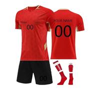 Maillot de Foot Enfant Personnalisé Coutume Maillot de Foot Enfant et Homme avec Nom Numéro Logo de L'équipe Adultes, Garçon Vêtements de Football Tee Shirt, Short avec Chaussette L414