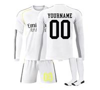 Maillot de Foot Enfant Personnalisé Ensemble de Maillots avec Votre Nom Numéro,Maillots Tenues de Sport GarçOns avec Manches Longues T-Shirt Short et Chaussettes pour Garçon Et Homme