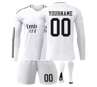 Maillot de Foot Enfant Personnalisé Ensemble de Maillots avec Votre Nom Numéro,Maillots Tenues de Sport GarçOns avec Manches Longues T-Shirt Short et Chaussettes pour Garçon Et Homme